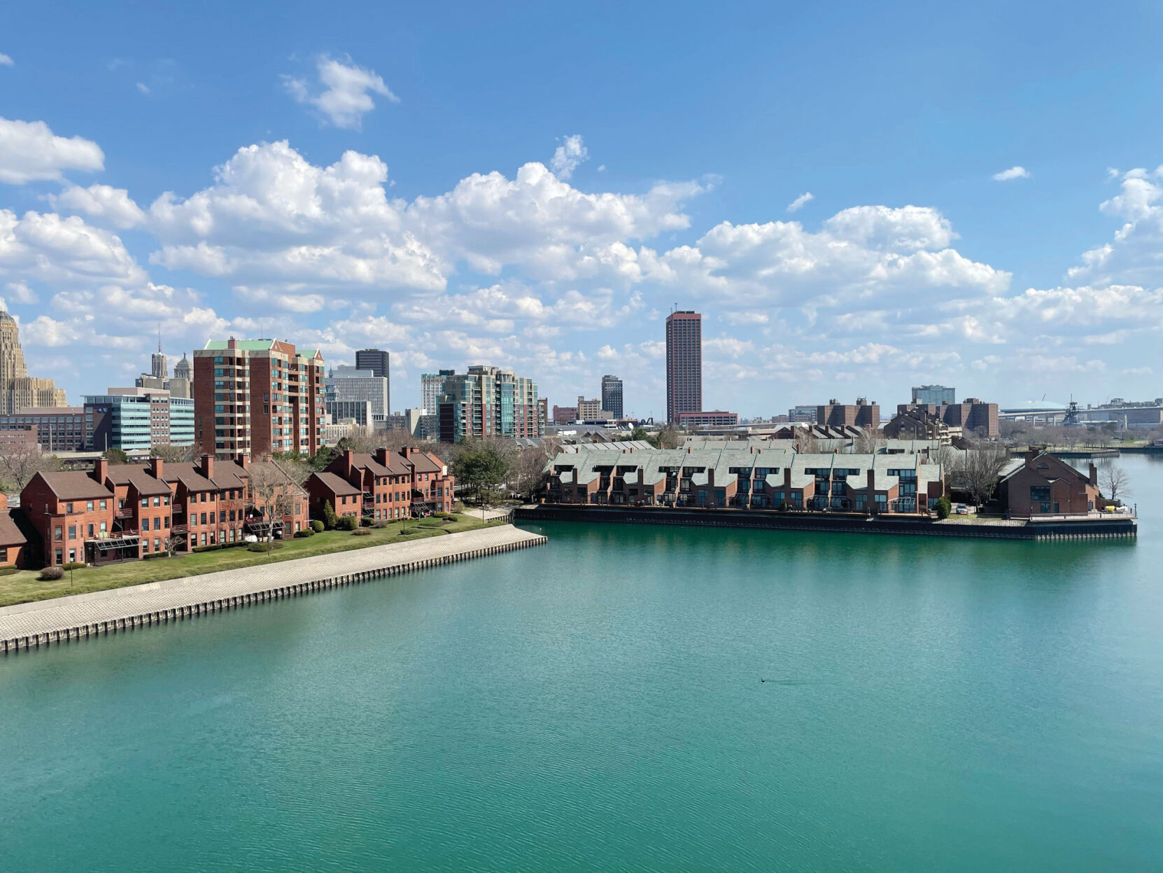 View of downtown Buffalo and waterfront housing